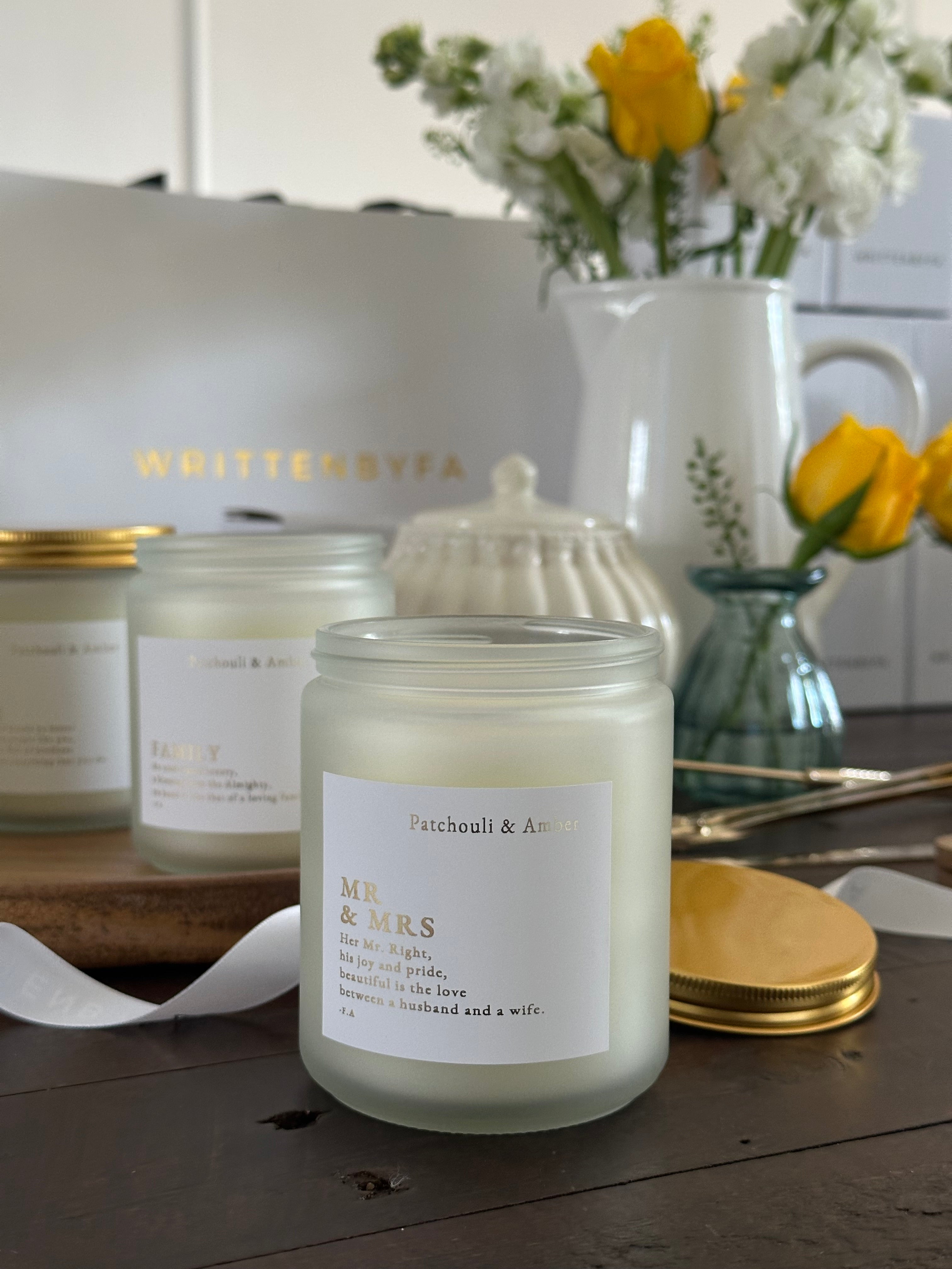 Mr and Mrs| White Frosted Candle