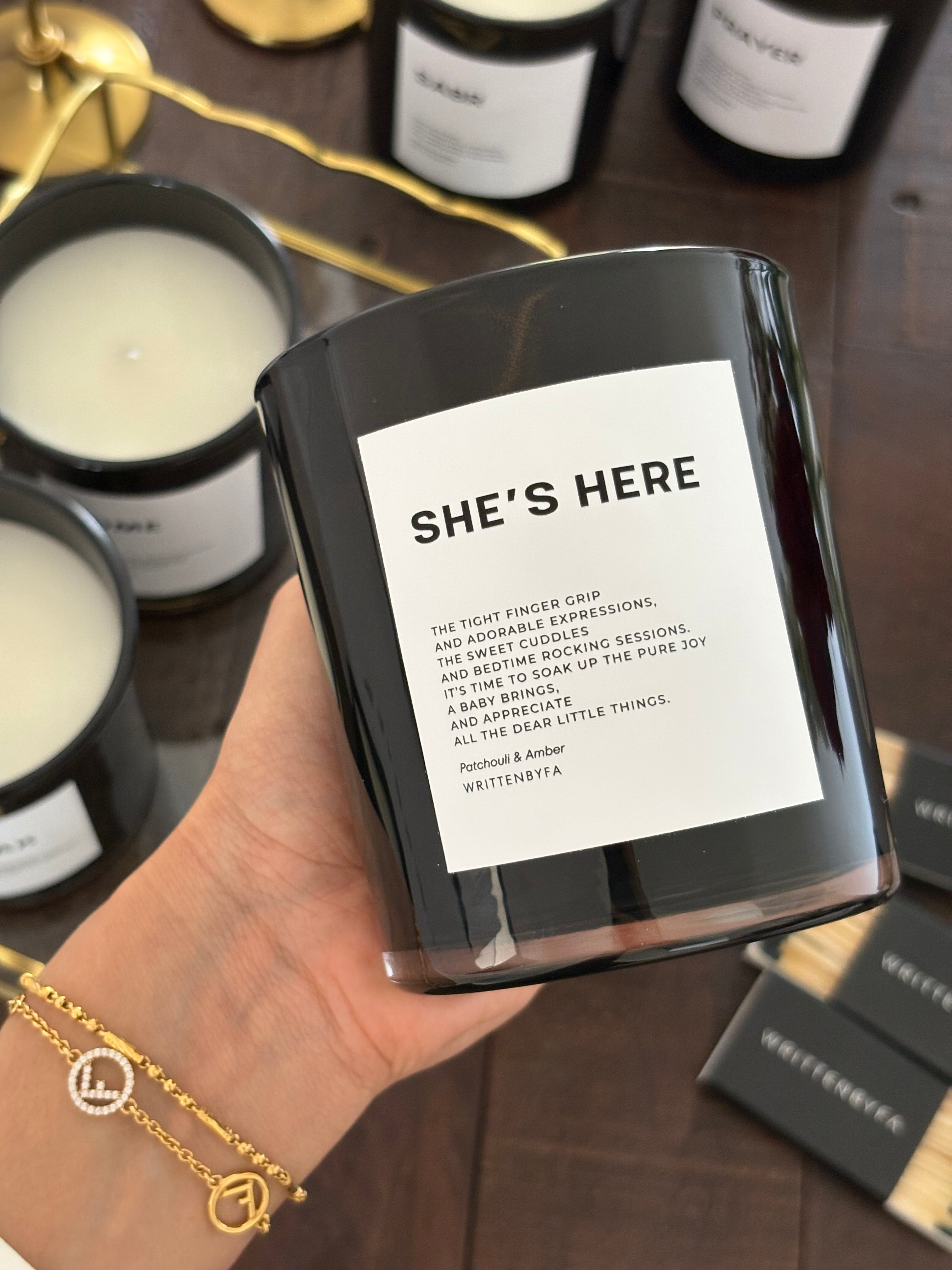 She's here | Black Gloss Candle