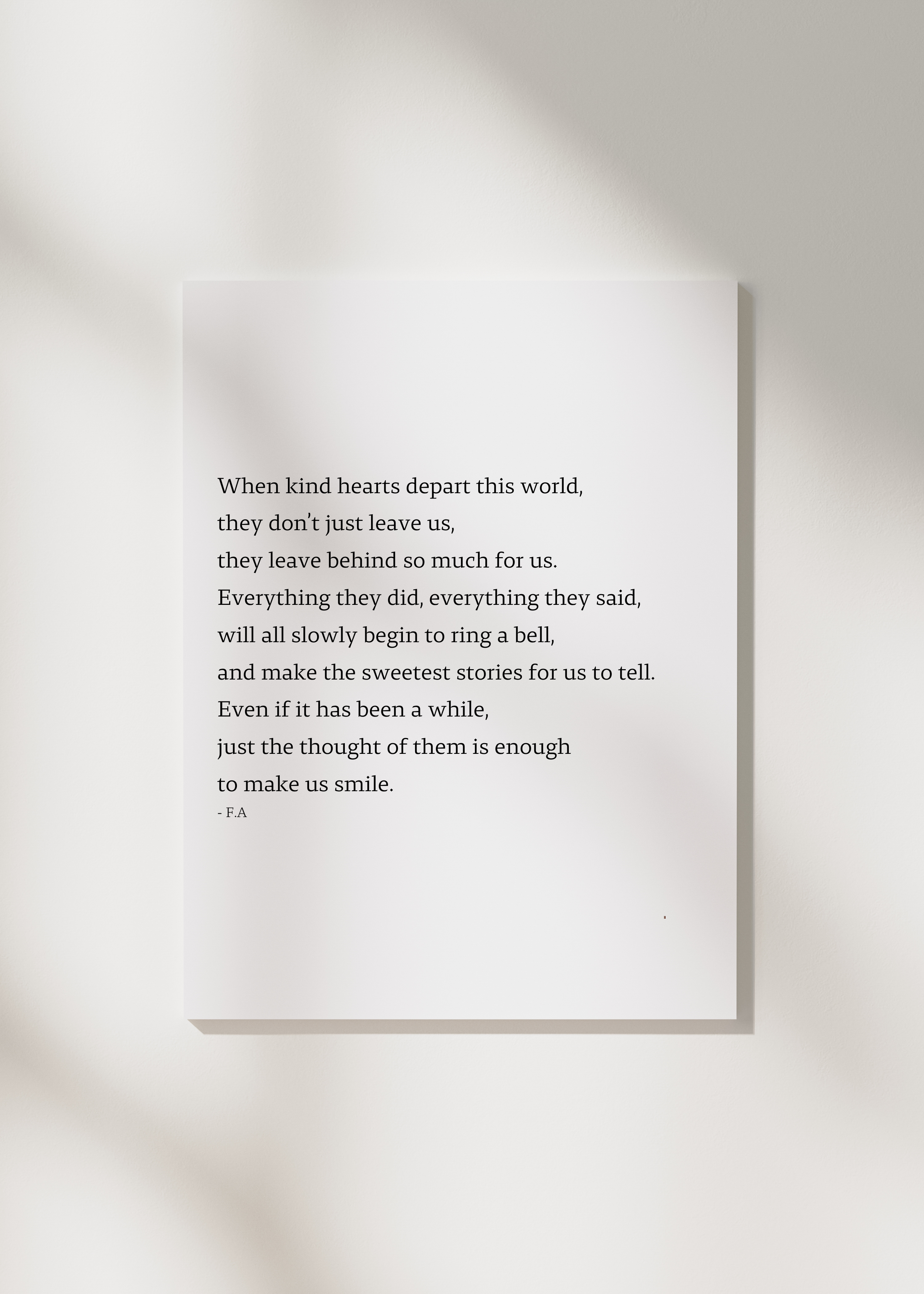 "Kind hearts" | Loss of loved one