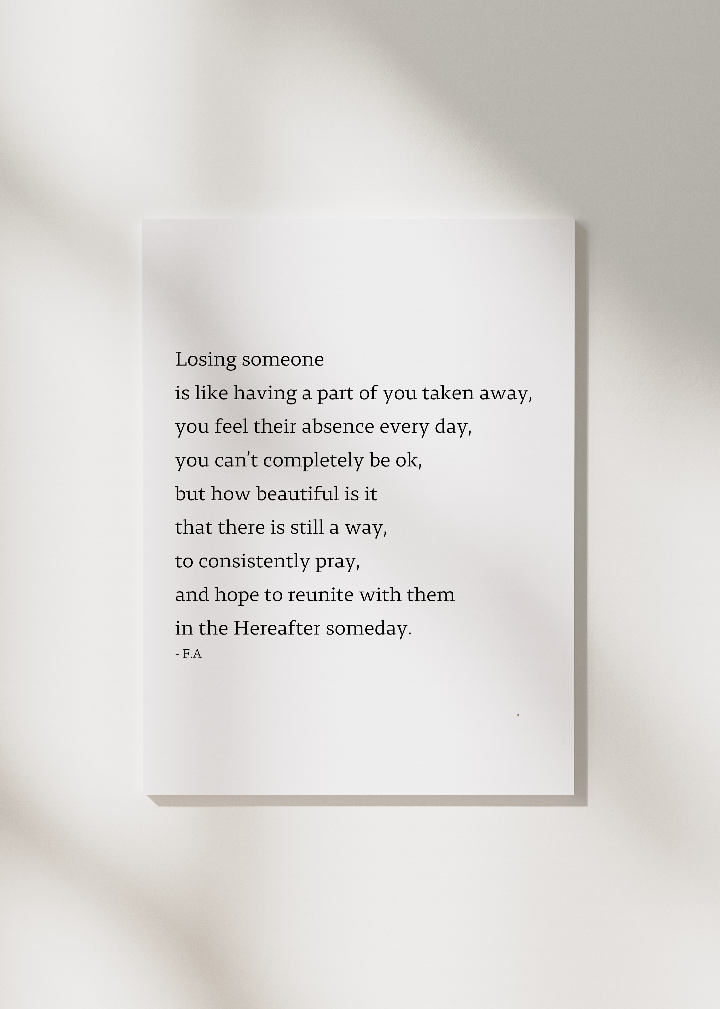 "Losing someone" | Loss of loved one