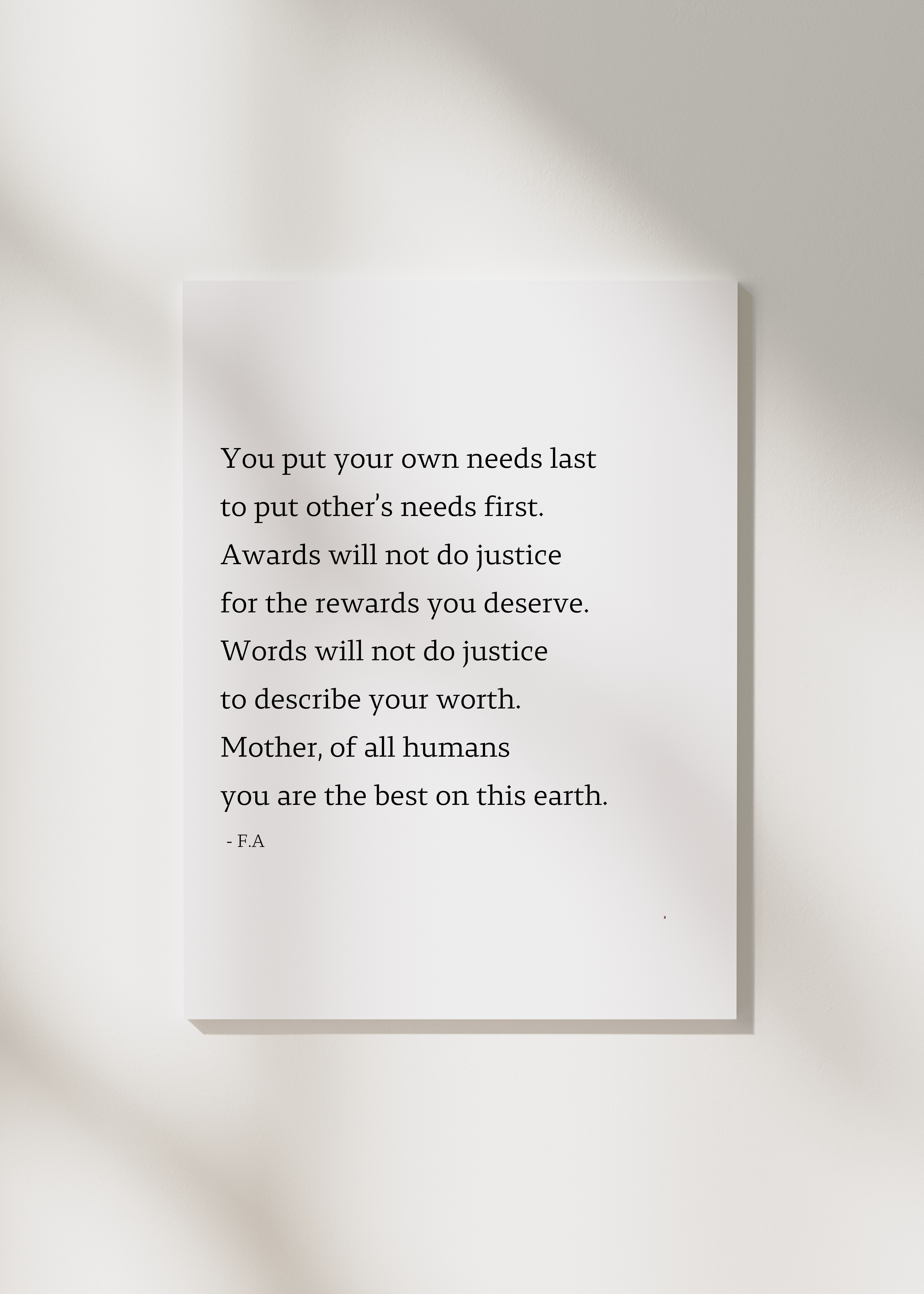 "Best on this earth" | Mother