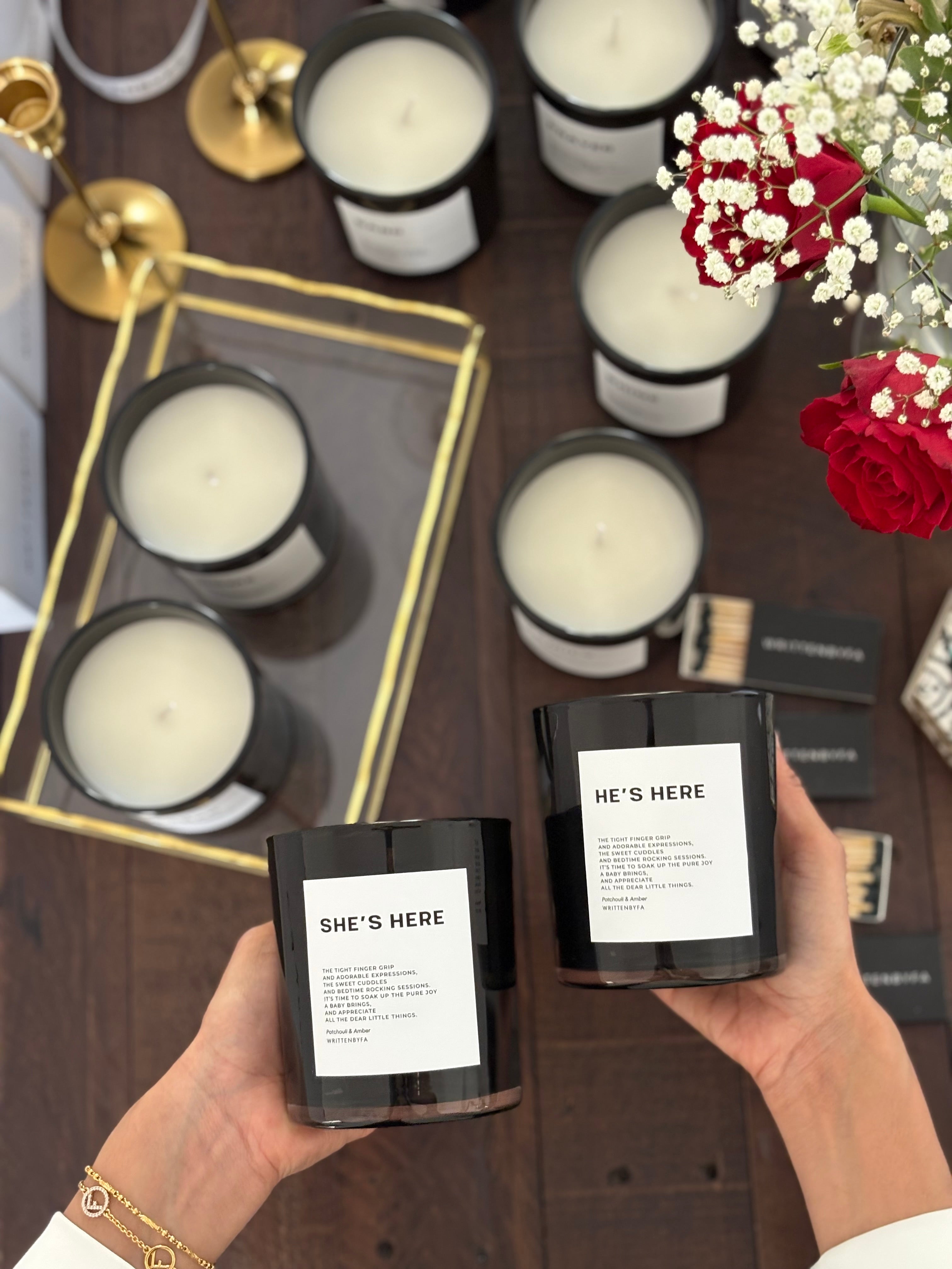 He's here | Black Gloss Candle