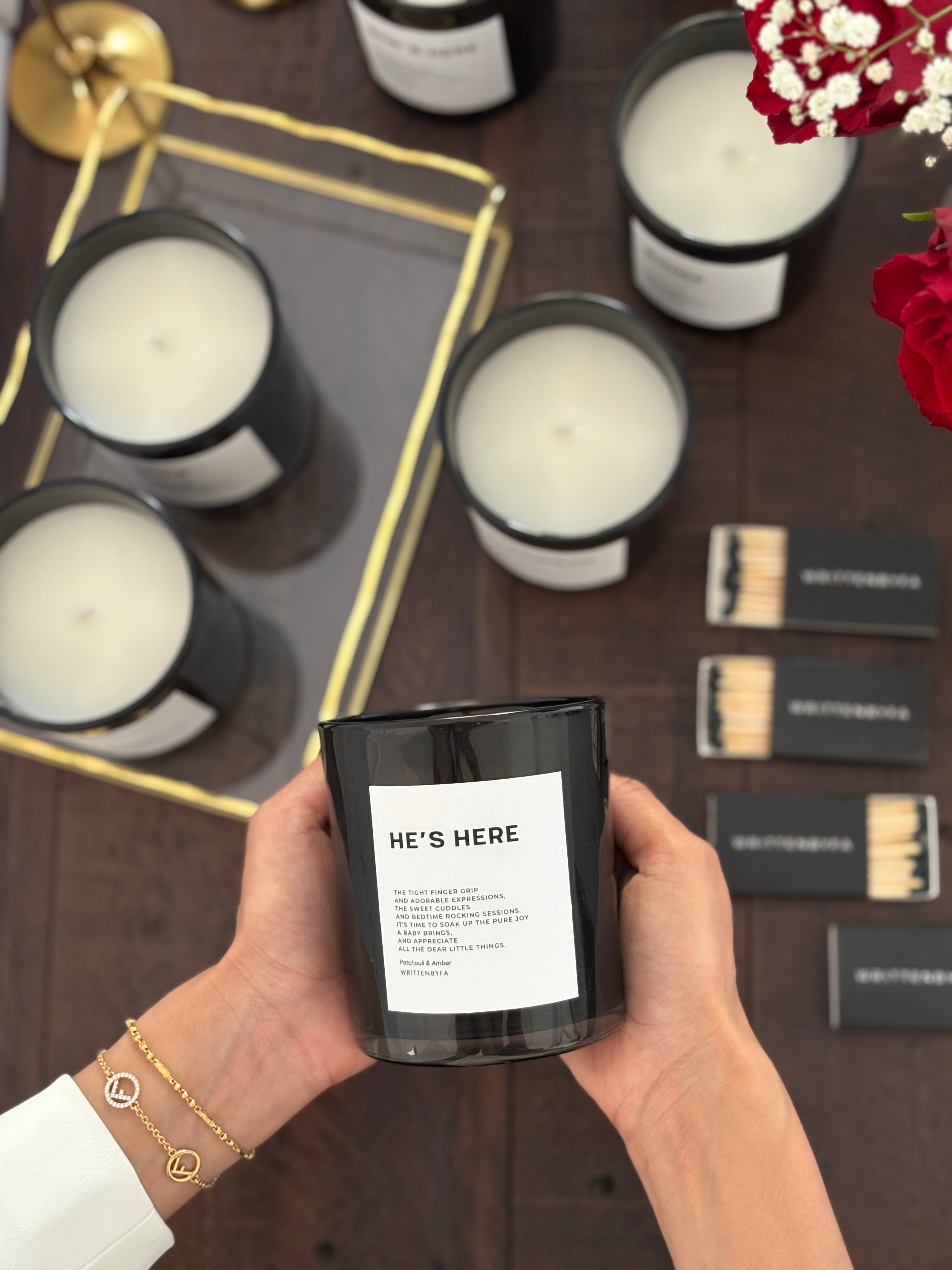 He's here | Black Gloss Candle