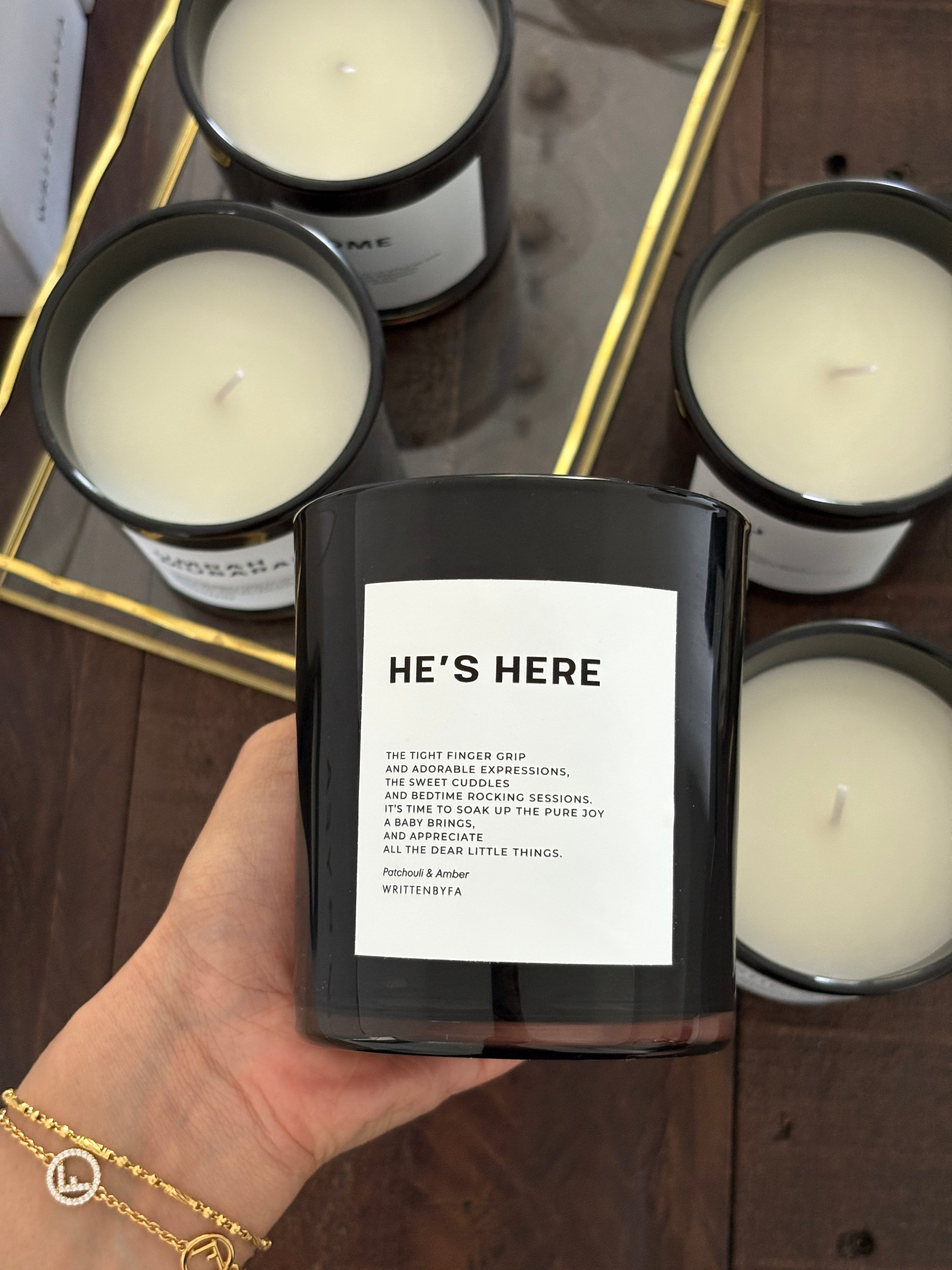 He's here | Black Gloss Candle